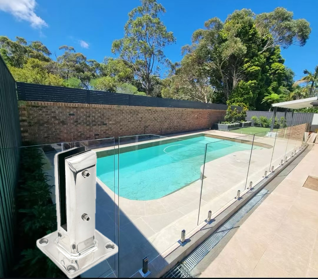 Top sale 304  Stainless Steel Frameless Glass Railing Clamp Square Spigots 160mm Glass Pool Fence polish Glass Spigot