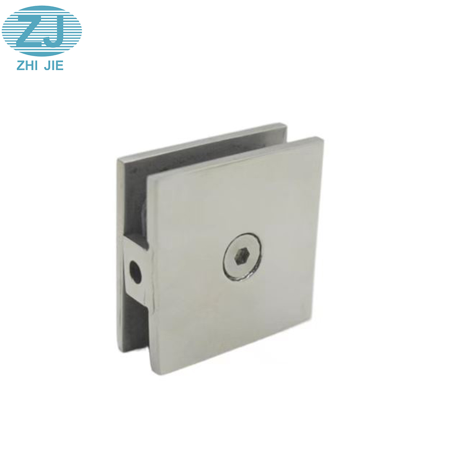 Hot Sale Shower Room Fixed Wall Square Edge Double Holes 0 Degree  Polish 4mm Stainless Steel 304 Glass Door Clamp