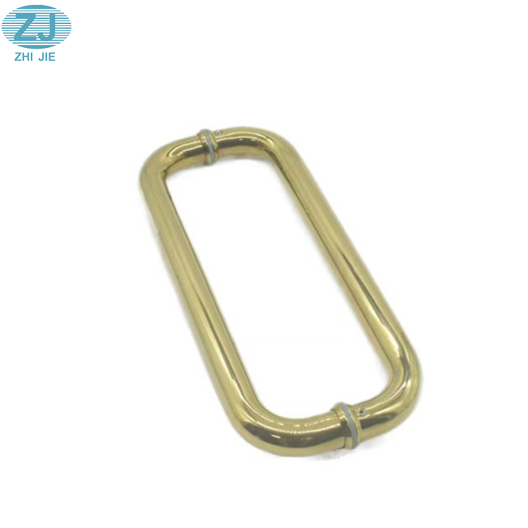Factory Wholesale O Shape Shower Door Push Pull Handle Back to Back Bathroom Handle Gold Polish Shower Glass Door Handle
