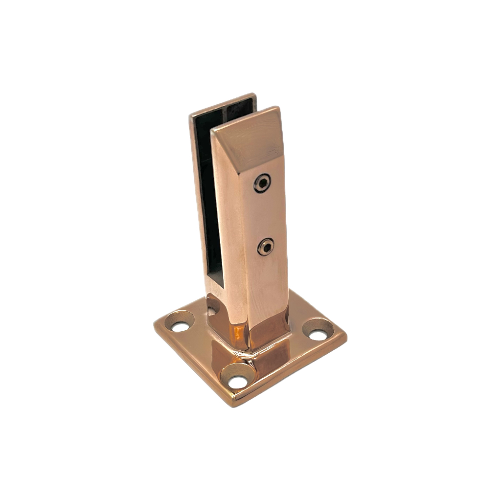 304 316 Stainless Steel rose gold Square Top Mount Glass Spigot for Glass Pool Fencing Glass Handrail Railings