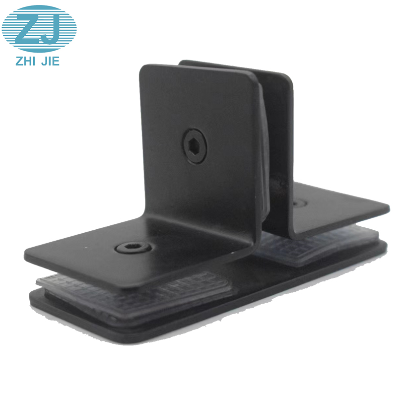 Good Quality T Type Spray Black Glass Clip Shower Hardware Fittings Glass Bracket
