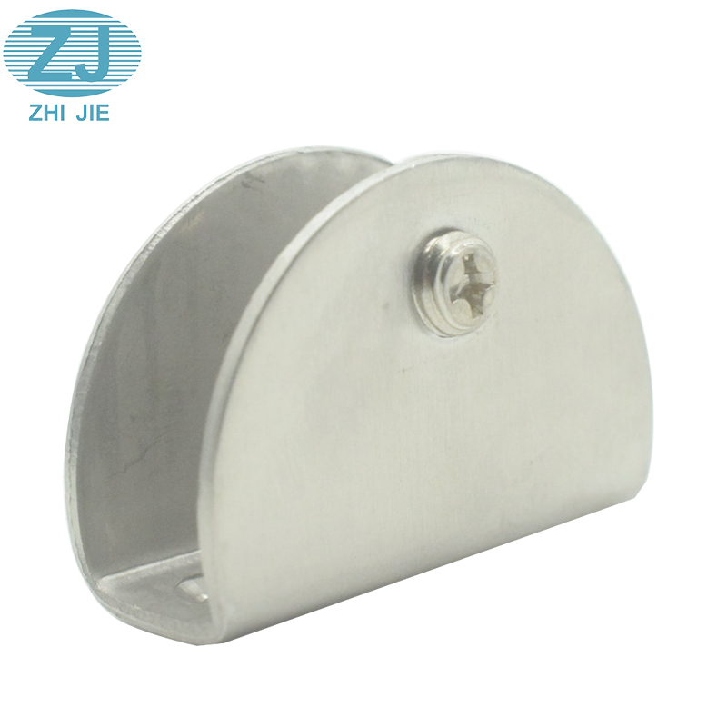 Bathroom Semicircle Shape Glass Bracket Stainless Steel Glass Screen Clip Clamp 