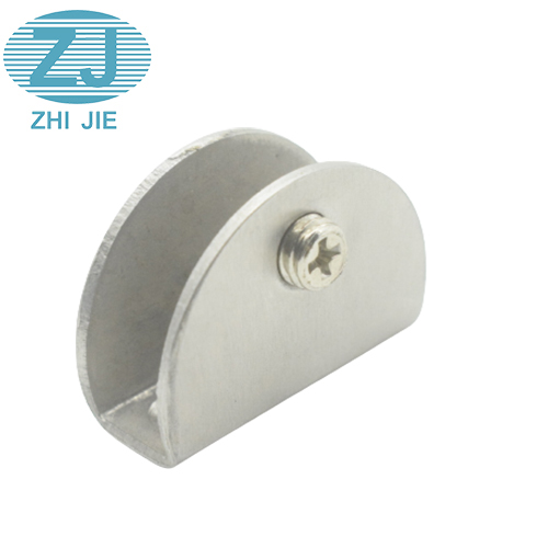 High Quality Stainness Steel Brushed Rounded Wall Mount Tempered Glass Shelf Clamp
