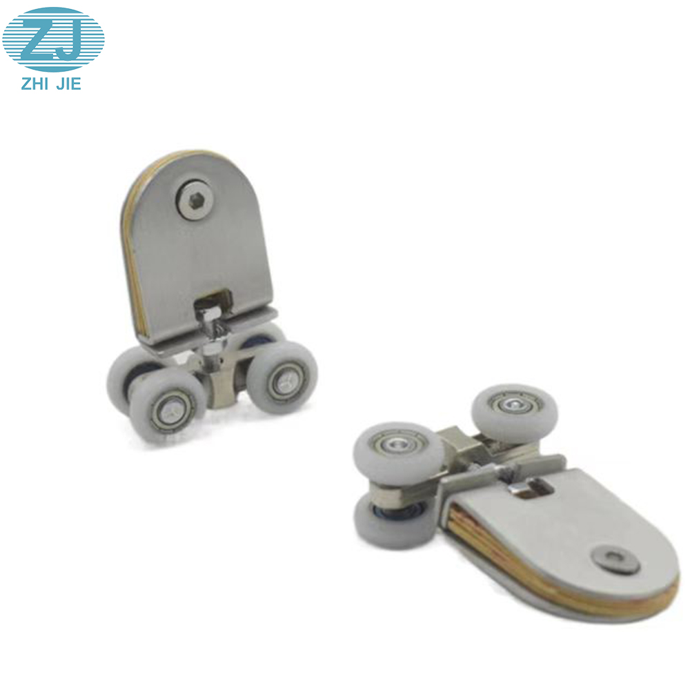 Furniture Fittings  Semi circle 4 wheels Wardrobe Wooden Sliding Door Adjustable Stainless Steel Sliding Door Roller Wheel