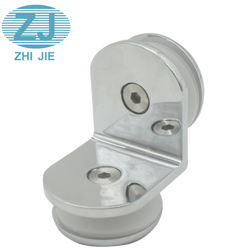 Modern Round Shape Bathroom Zinc Alloy Mirror Clip Glass Bracket 90 Degree Glass to Glass Door Clamp for Shower Door