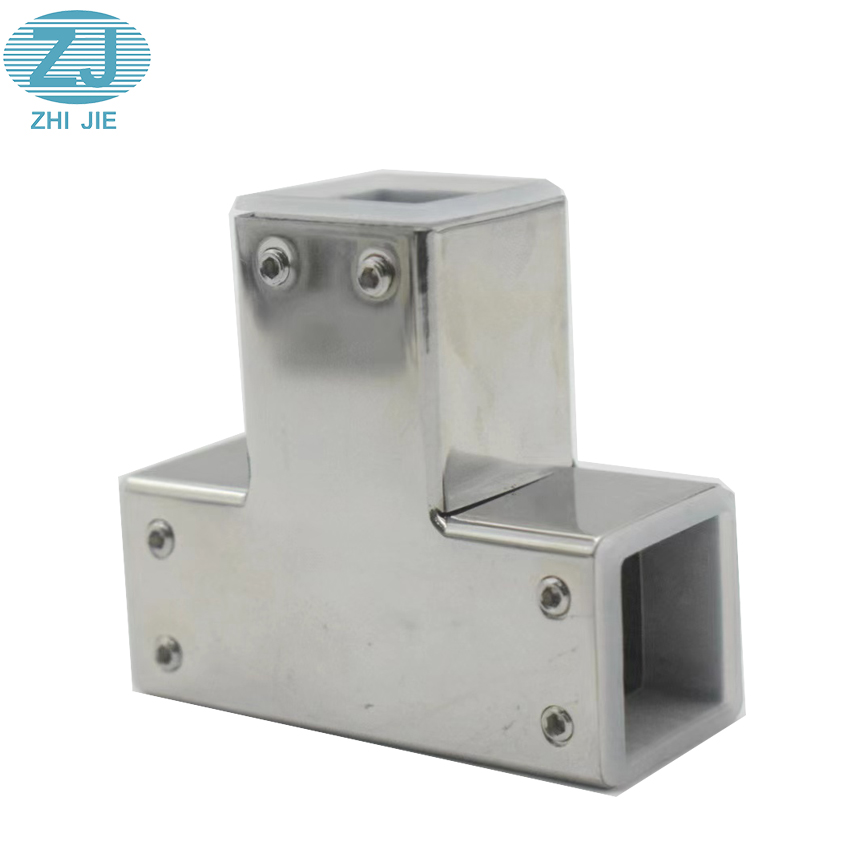 Manufacture Direct Sales Glass Door Hardware T Shape Square Tube Connector Pipe Connector for Bathroom