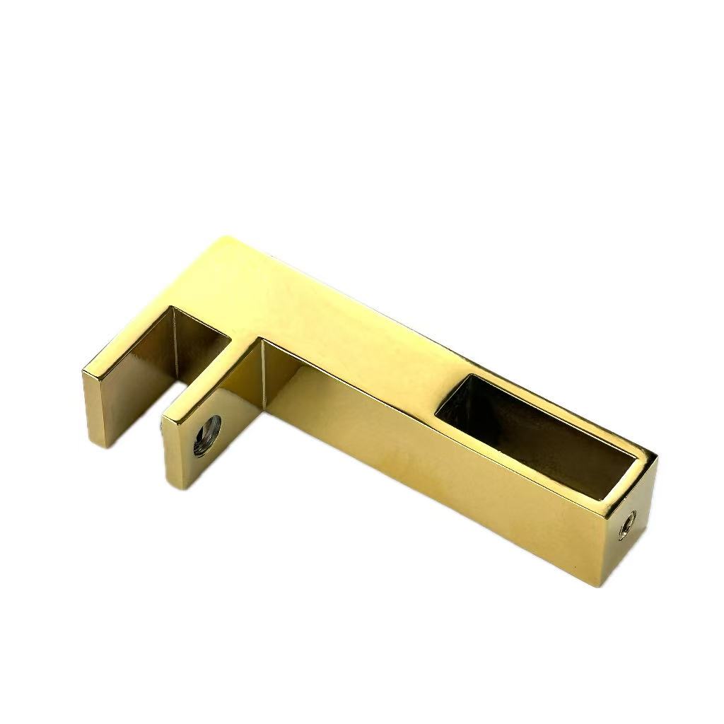 Titanium gold Stainless Steel  Quality Square Pipe Connector F Type Glass Door Tube to Glass Tube Connecto