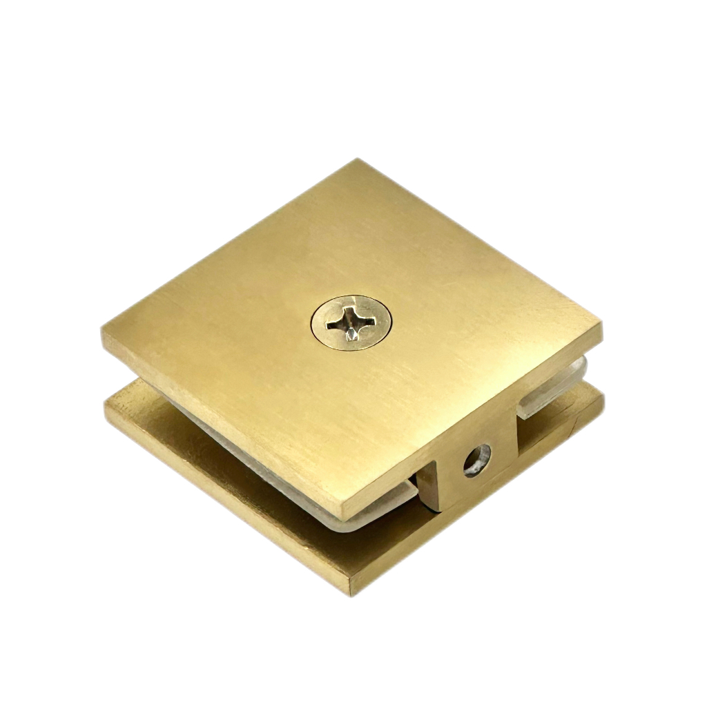  High  Quality Shower Door Square  Gold Brushed 0 Degree Fitting Glass to Glass Door